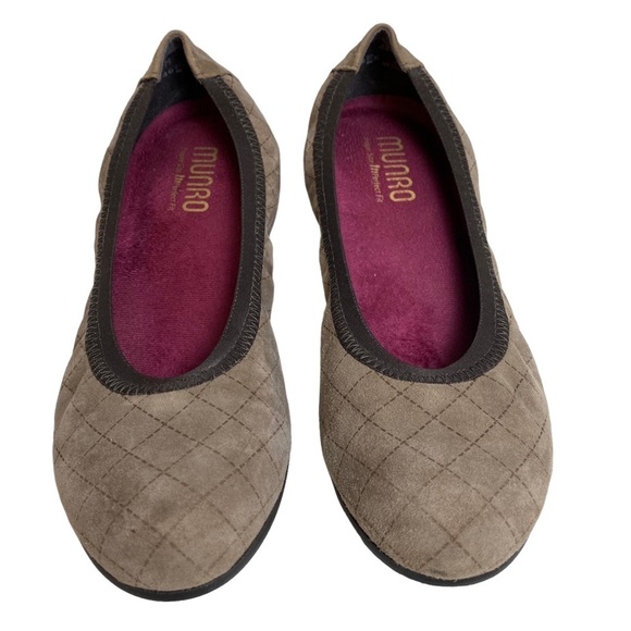 Munro Vicki Brown‎ Suede Ballet Flats 7.5 Quilted Pattern - Picture 2 of 13